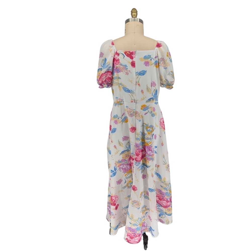 Rare Floral Sweetheart A Line Maxi Dress White Pink XL preppy bohemian summer - Picture 2 of 9